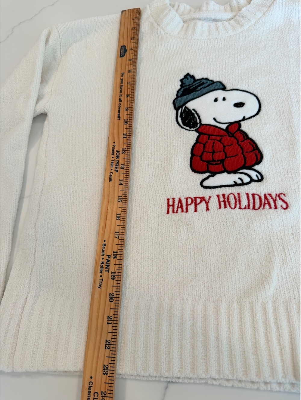 Peanuts Snoopy Happy Holidays White Crewneck Sweater Size Large - Picture 5 of 7